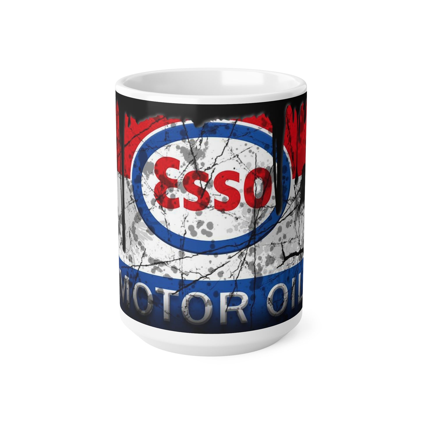 Vintage Esso Motor Oil Ceramic Coffee Cup - Retro Gas Station Style Mug, 11oz & 15oz