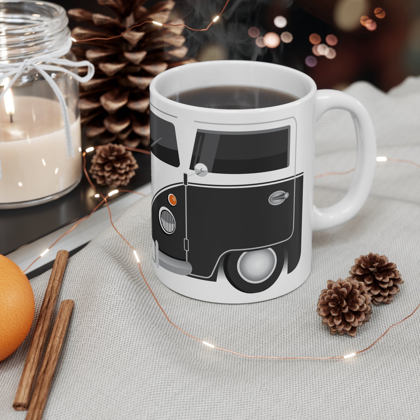 Vintage VW Bus Ceramic Coffee Mug - 11oz & 15oz - Perfect for Auto Enthusiasts Black