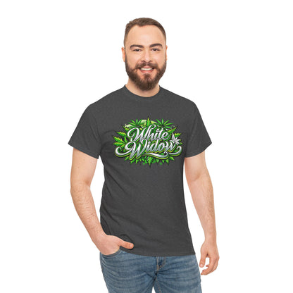 White Widow Graphic Tee — Cannabis Leaf Logo T-Shirt