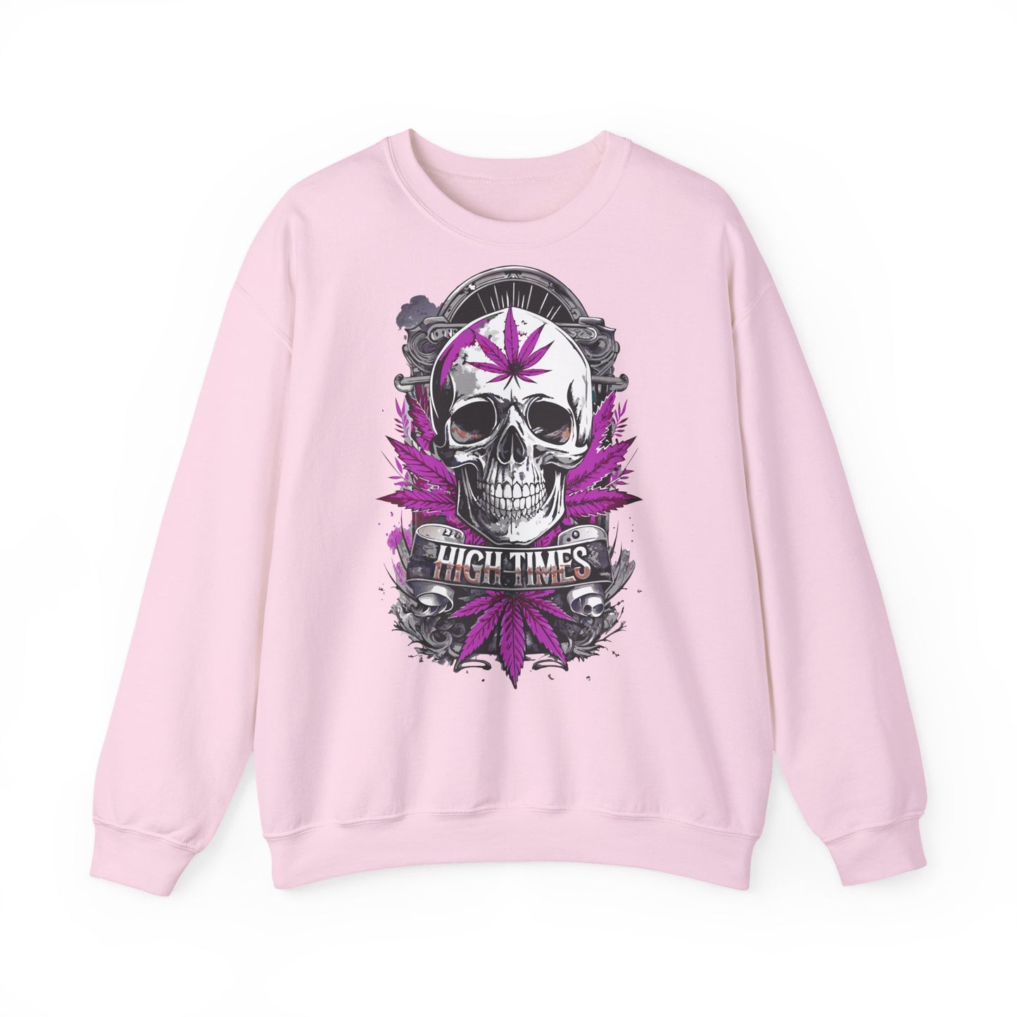 Skull & Purple Cannabis Leaf- "High Times" Graphic Sweatshirt