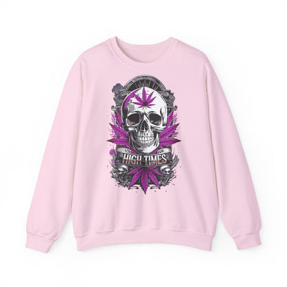 Skull & Purple Cannabis Leaf- "High Times" Graphic Sweatshirt