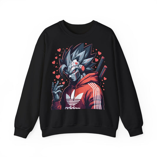 Anime-Inspired Unisex Crewneck Sweatshirt - Robot Heart Design