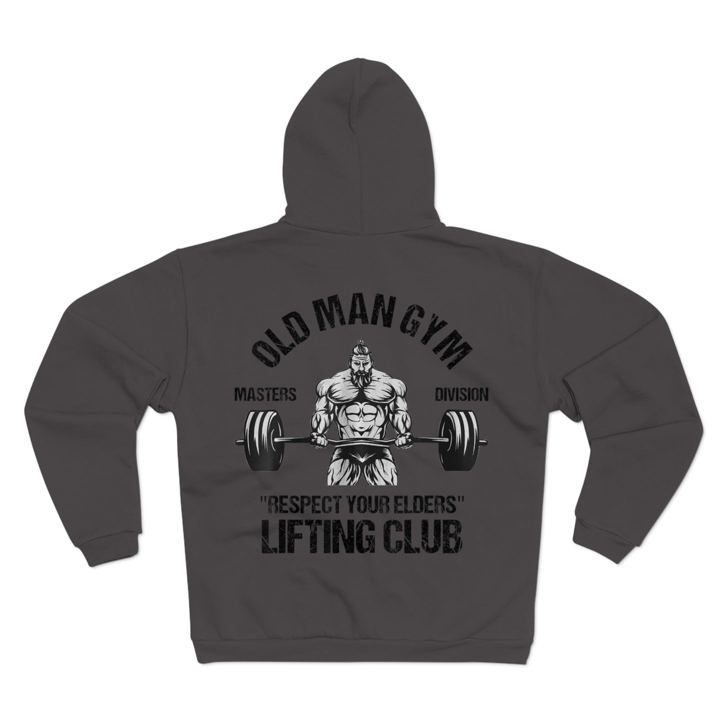 Old Man Gym Unisex Hooded Zip Sweatshirt - Respect Your Elders Lifting Club Hoodie