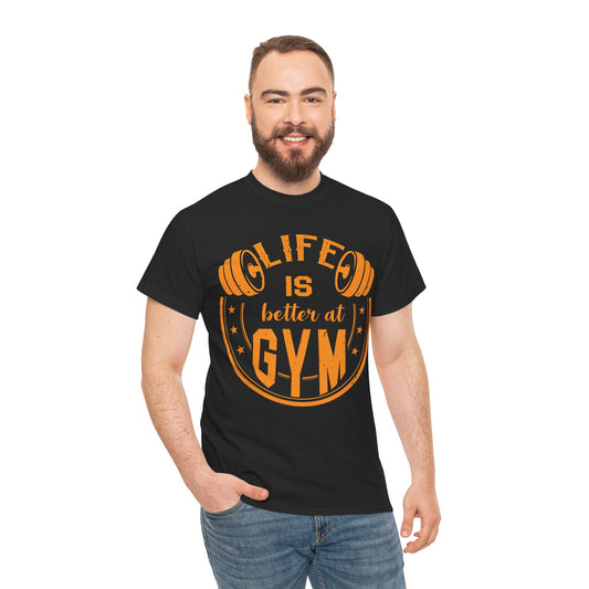 Life is Better at Gym Unisex Heavy Cotton Tee - Motivational Fitness Apparel
