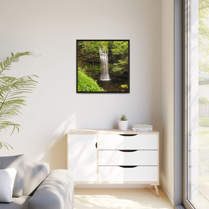 Glacer Waterfall Matte Canvas, Framed (Multi-color)
