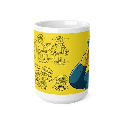 Funny Cartoon Chief Coffee Mug - 11oz & 15oz - Ideal Gift for Police Enthusiasts