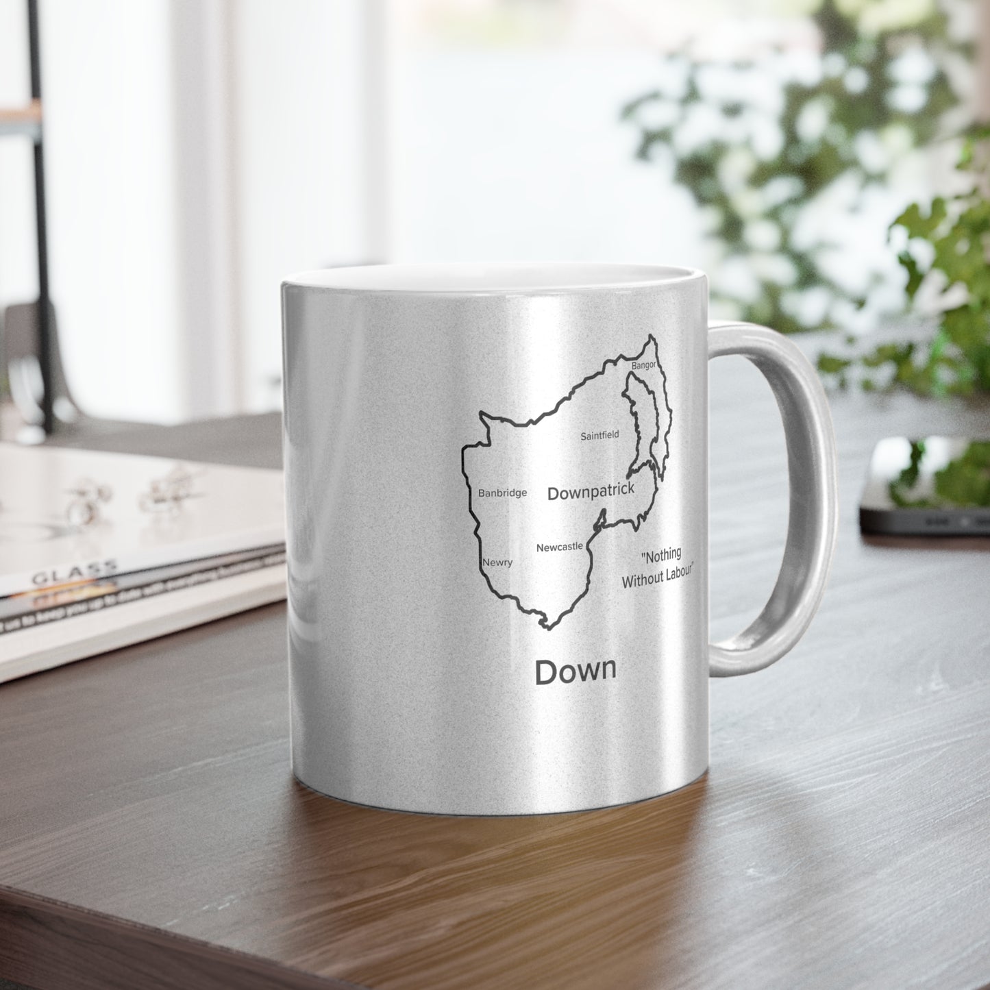 Down County Metallic Colour Mug - Silver/Gold - Perfect Gift for Coffee Lovers