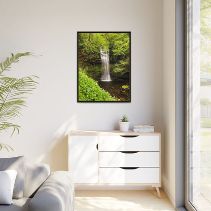 Glacer Waterfall Matte Canvas, Framed (Multi-color)