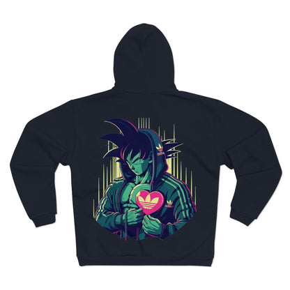 Goku Adidas Heart Unisex Hooded Zip Sweatshirt