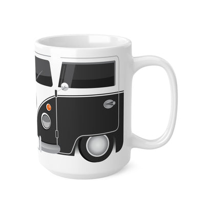 Vintage VW Bus Ceramic Coffee Mug - 11oz & 15oz - Perfect for Auto Enthusiasts Black