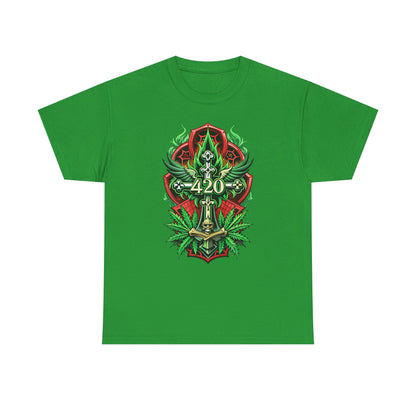 420 Cannabis Shield T-Shirt – Marijuana Leaf Stoner Graphic Tee