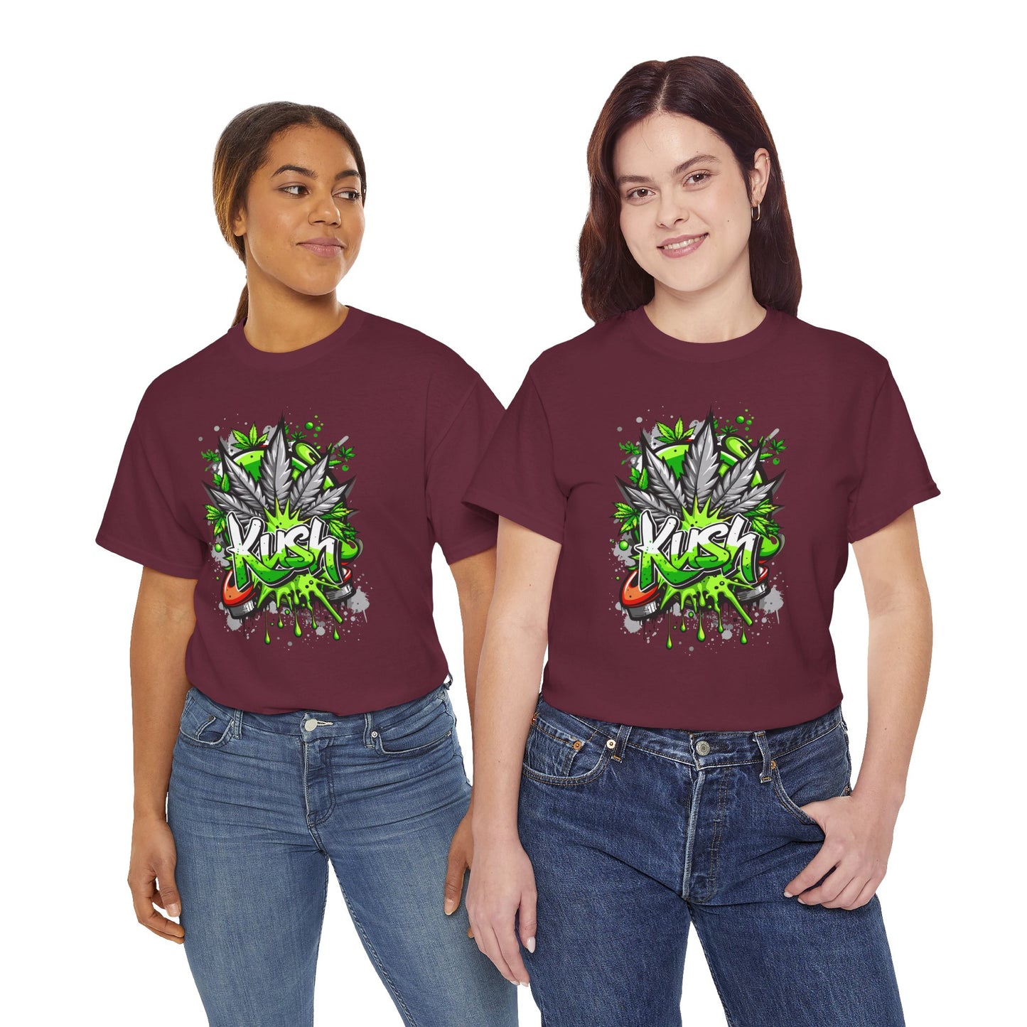 Kush Graffiti T-Shirt — Green Cannabis Leaf Street Art Tee