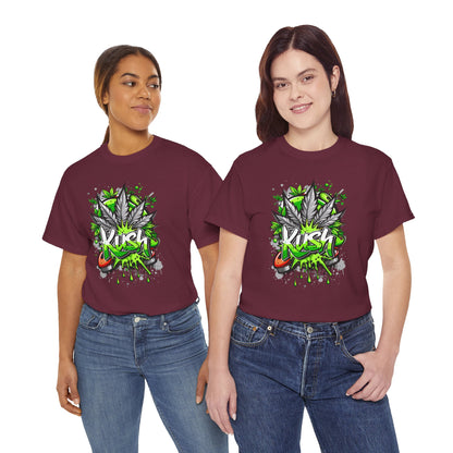 Kush Graffiti T-Shirt — Green Cannabis Leaf Street Art Tee