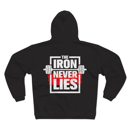 Unisex Hooded Zip Sweatshirt - 'The Iron Never Lies' - Perfect for Fitness Enthusiasts