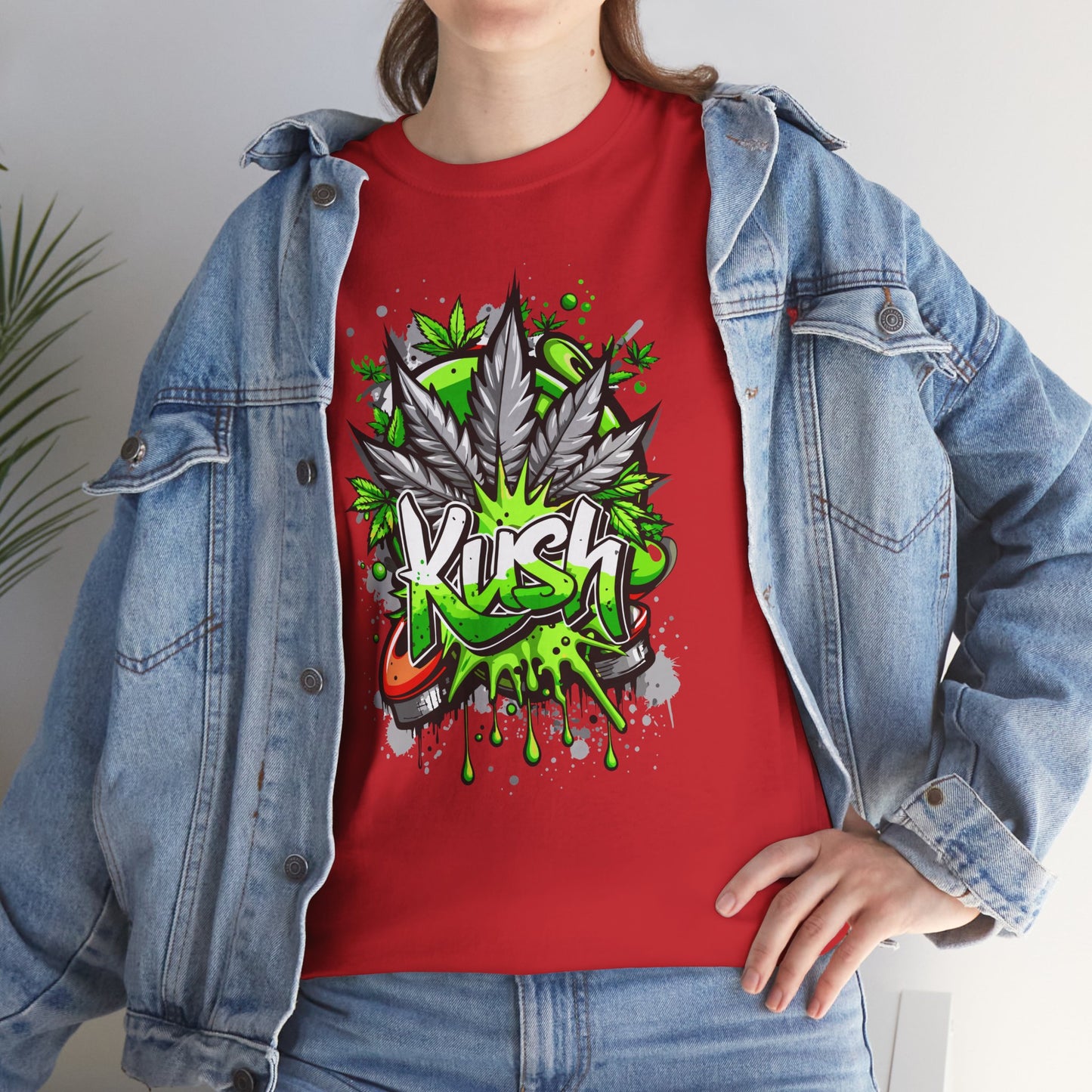 Kush Graffiti T-Shirt — Green Cannabis Leaf Street Art Tee