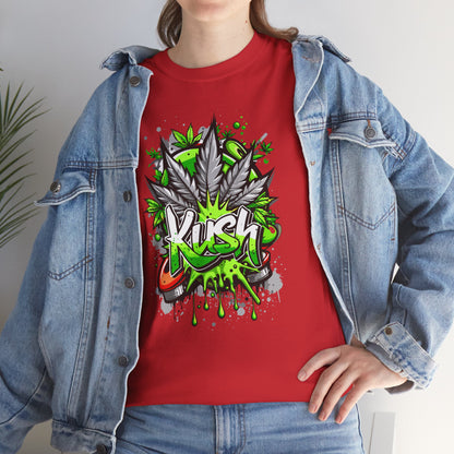 Kush Graffiti T-Shirt — Green Cannabis Leaf Street Art Tee