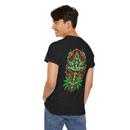 420 Cannabis Shield T-Shirt – Marijuana Leaf Stoner Graphic Tee