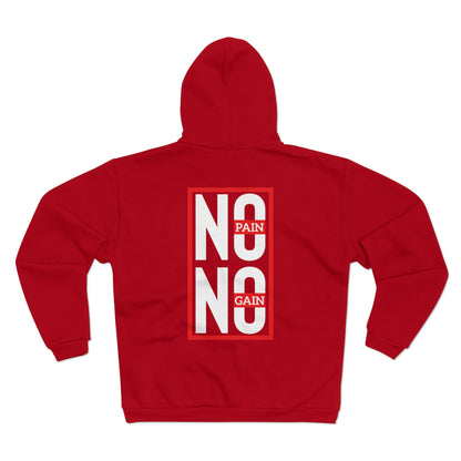No Pain No Gain Unisex Hooded Zip Sweatshirt - Motivational Fitness Apparel