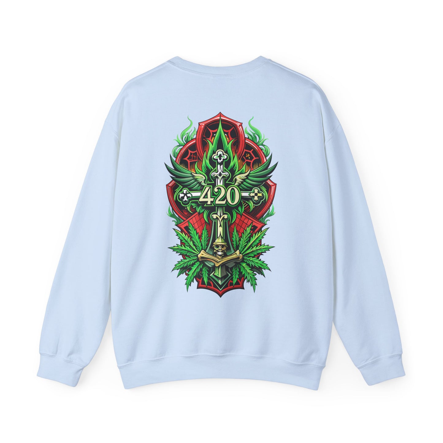 420 Cannabis Shield Sweatshirt – Marijuana Leaf Stoner Graphic