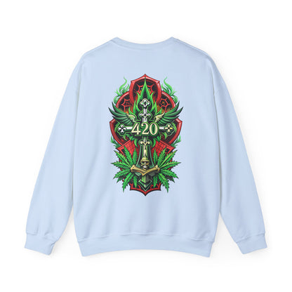 420 Cannabis Shield Sweatshirt – Marijuana Leaf Stoner Graphic