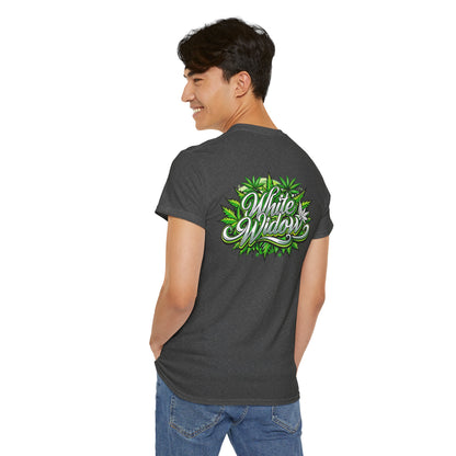 White Widow Graphic Tee — Cannabis Leaf Logo T-Shirt