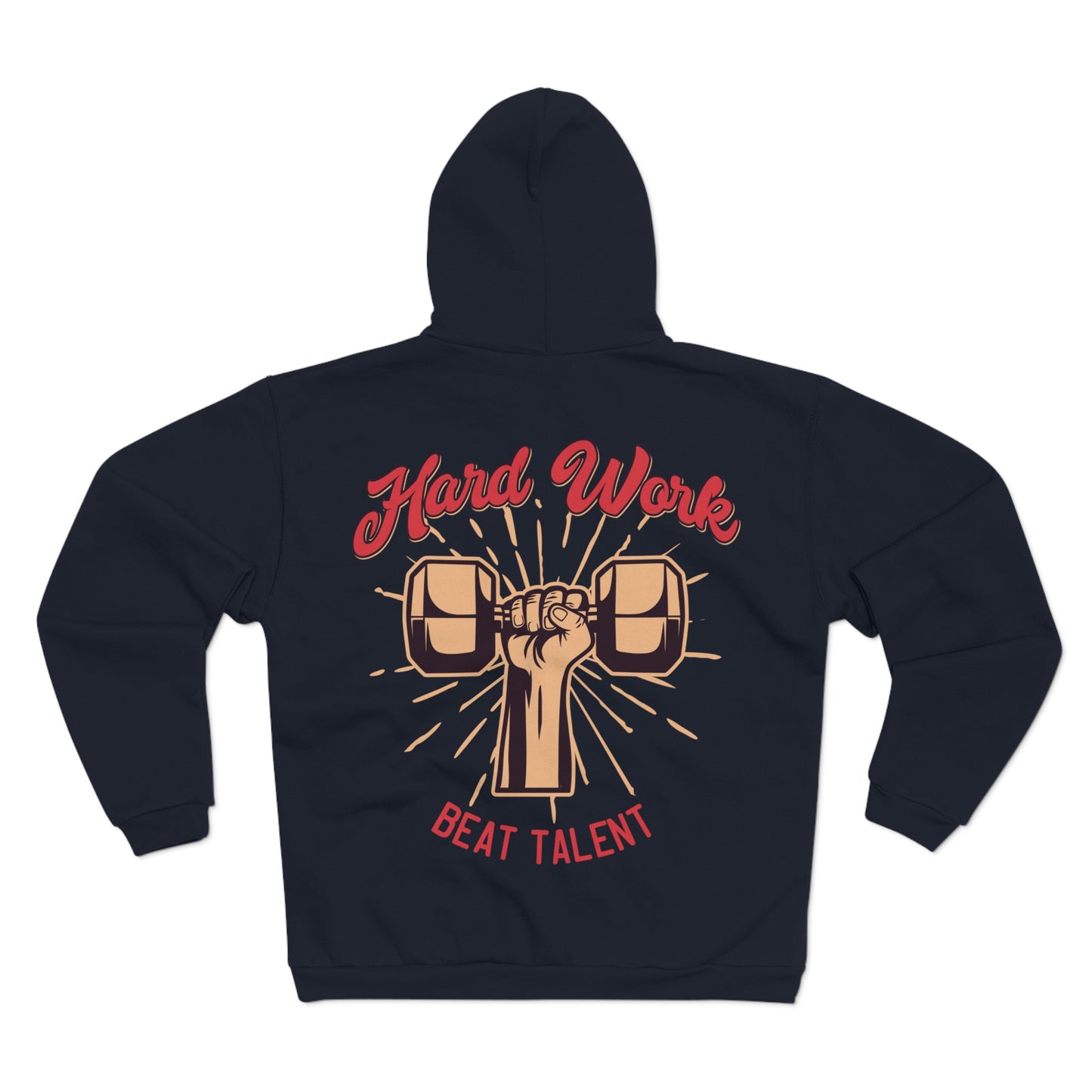 Hard Work Beat Talent Unisex Zip Hoodie - Motivational Sweatshirt for Fitness Enthusiasts