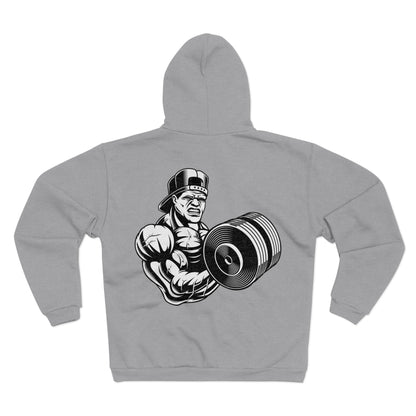 Gym Motivation Unisex Hooded Zip Sweatshirt- Weightlifting Graphic Hoodie