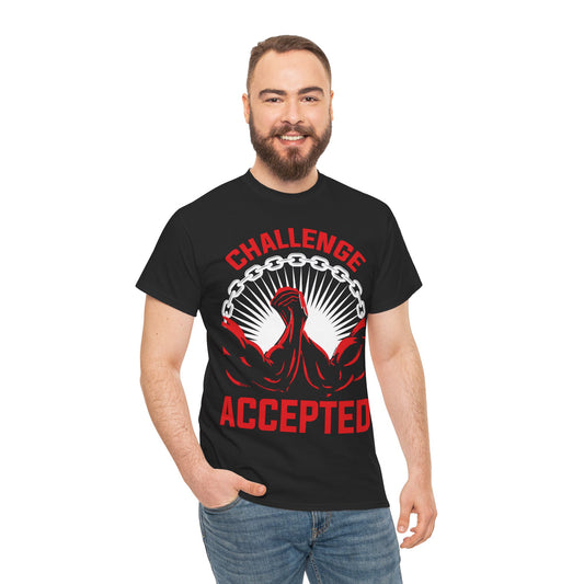 Challenge Accepted Unisex Heavy Cotton Tee - Motivational Fitness Shirt Black