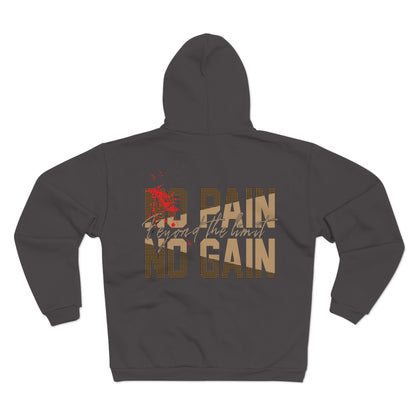 Motivational Unisex Hooded Zip Sweatshirt- "No Pain No Gain"