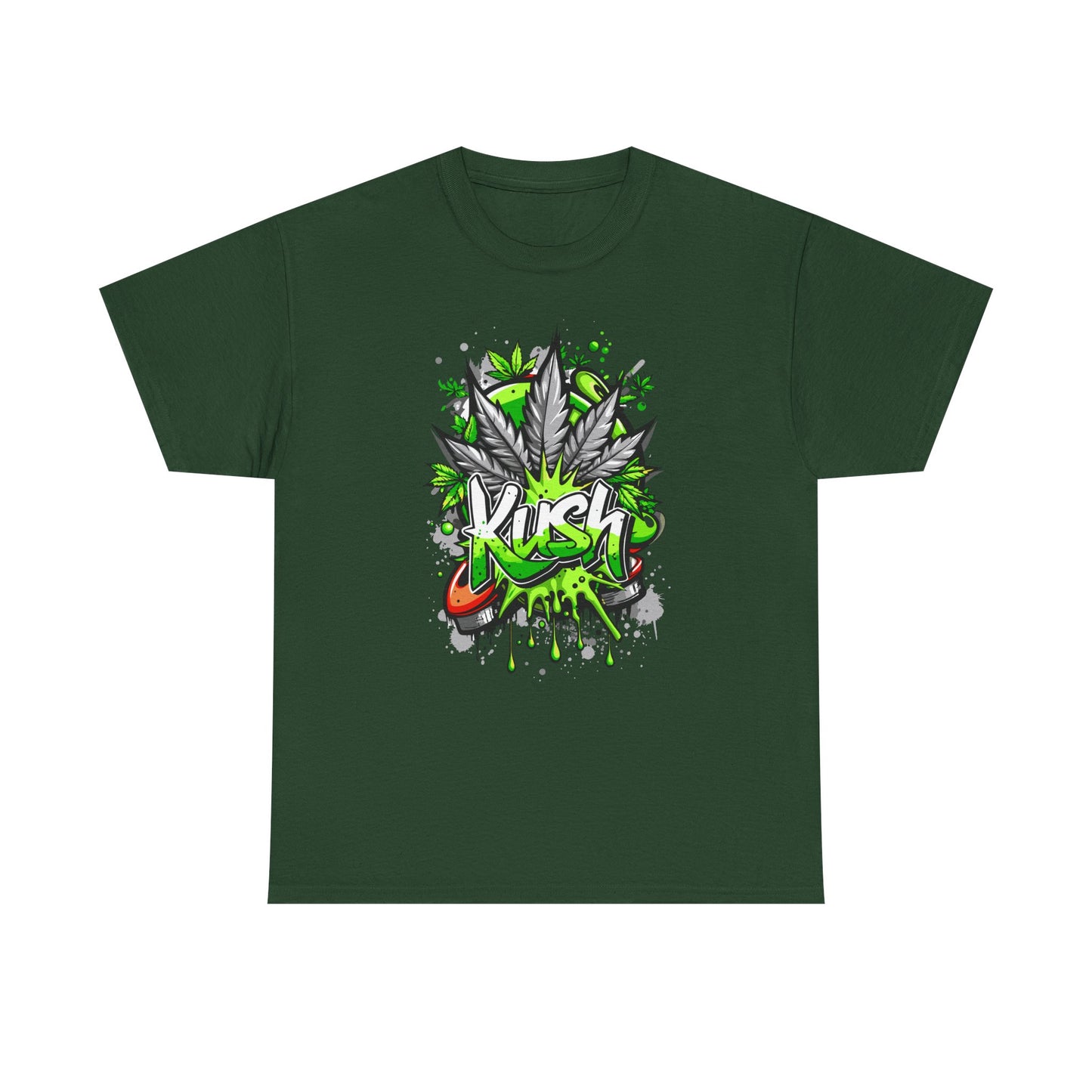 Kush Graffiti T-Shirt — Green Cannabis Leaf Street Art Tee