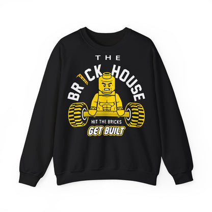 The Brick House Unisex Crewneck Sweatshirt - Fun LEGO Inspired Design for Builders Black