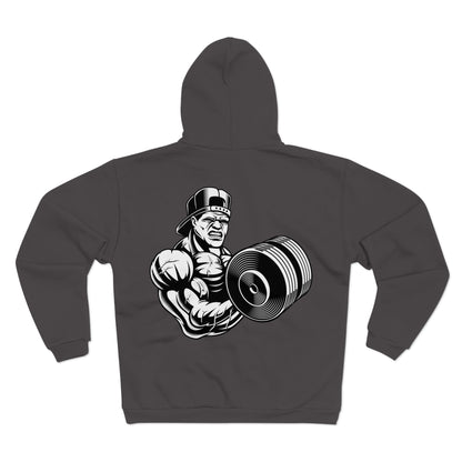 Gym Motivation Unisex Hooded Zip Sweatshirt- Weightlifting Graphic Hoodie
