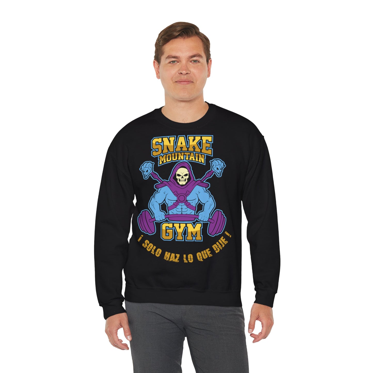 Snake Mountain Gym Crewneck Sweatshirt - Fitness & Humor Black
