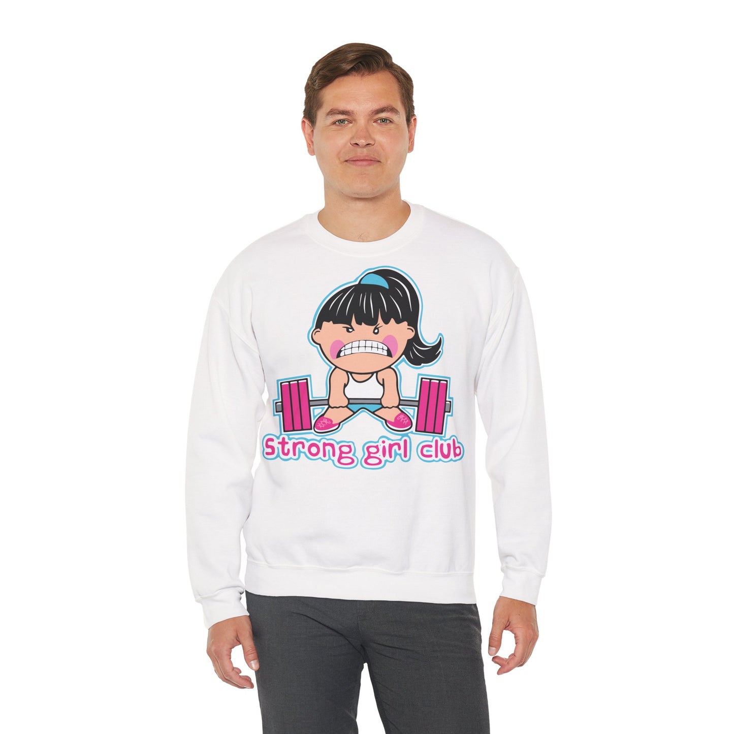 Strong Girl Club Unisex Heavy Blend™ Crewneck Sweatshirt - Empowering Workout Sweatshirt White