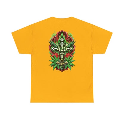 420 Cannabis Shield T-Shirt – Marijuana Leaf Stoner Graphic Tee