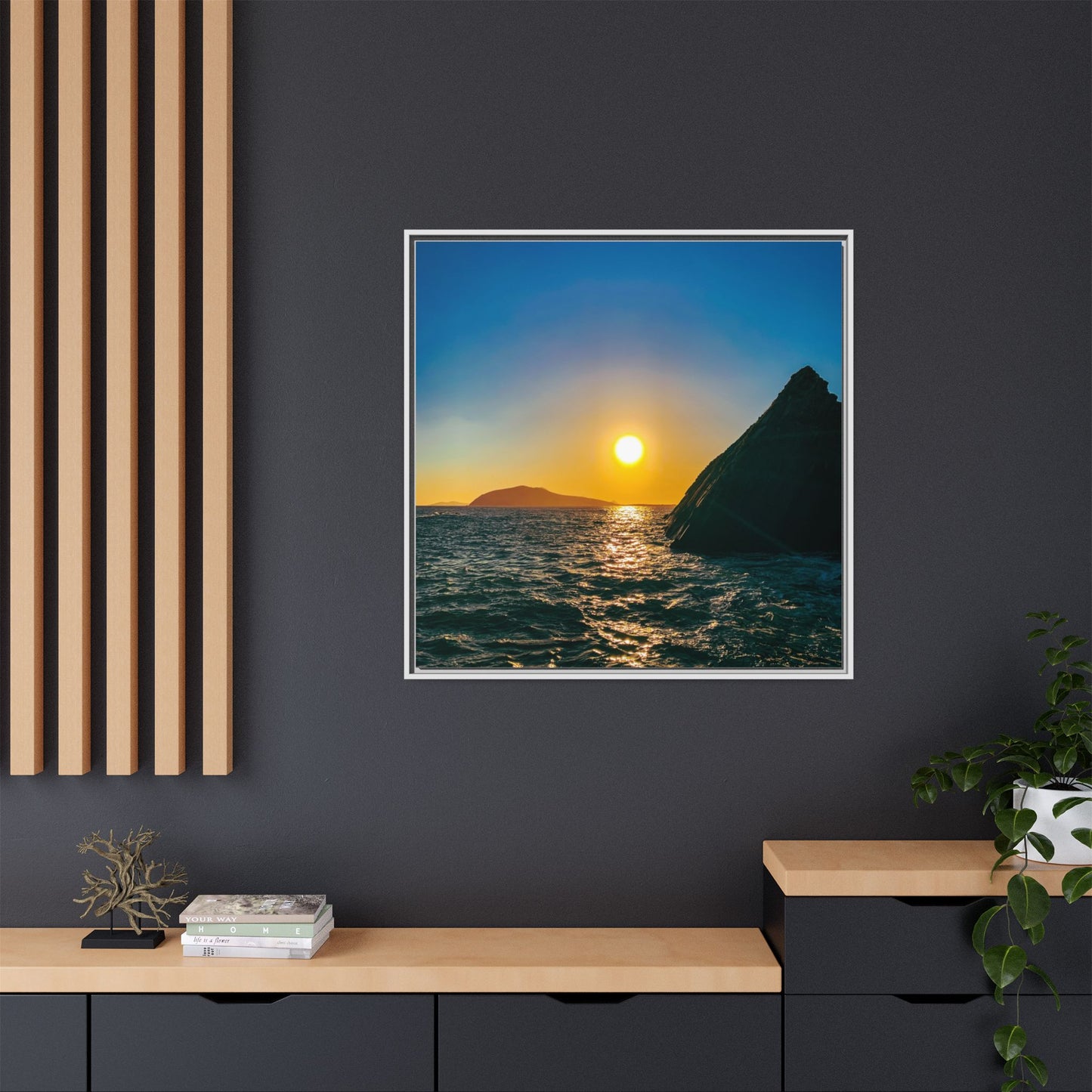 Dunquin Pier Sunset Matte Canvas, Framed (Multi-color)