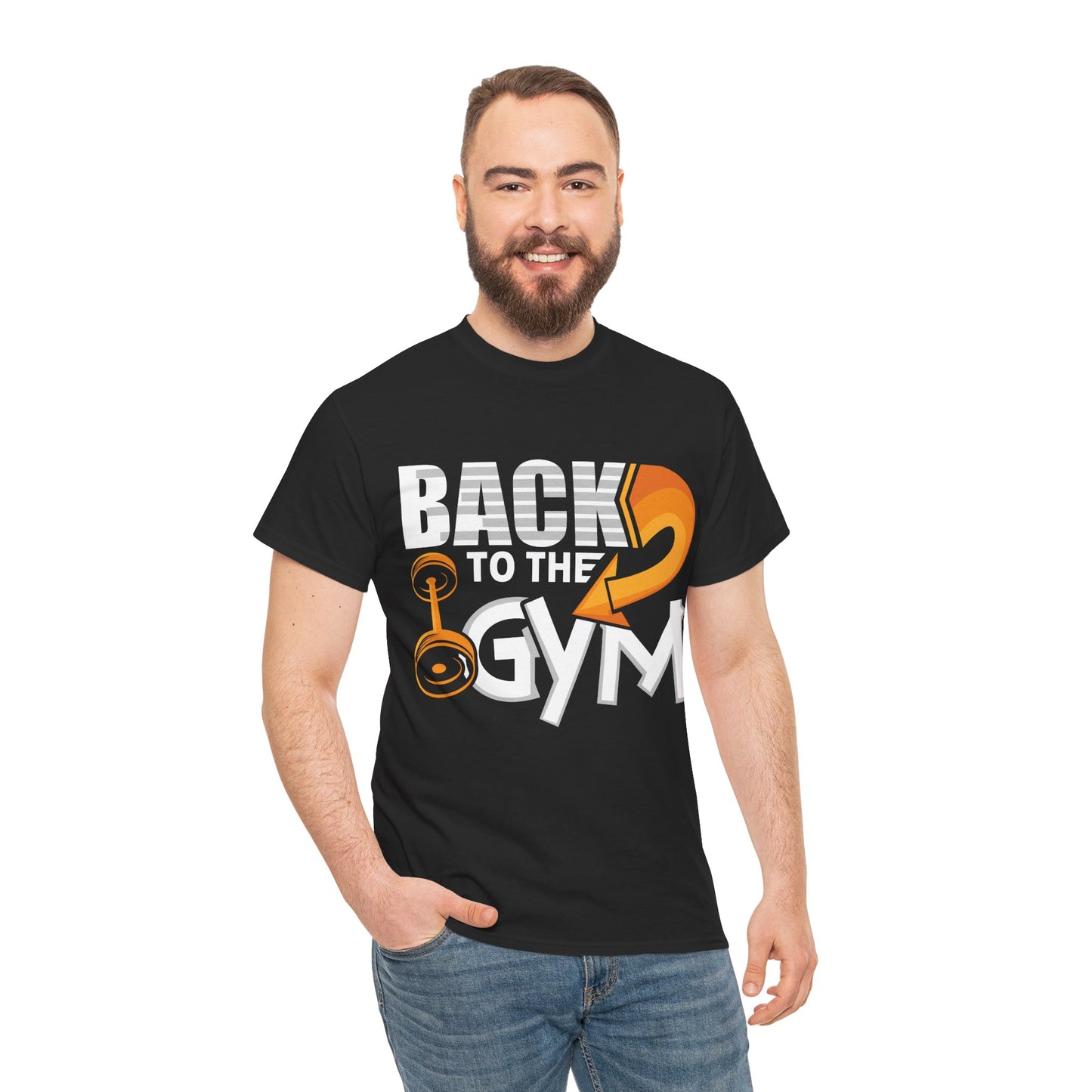 Motivational Gym T-Shirt - 'Back to the Gym' Heavy Cotton Tee for Fitness Enthusiasts