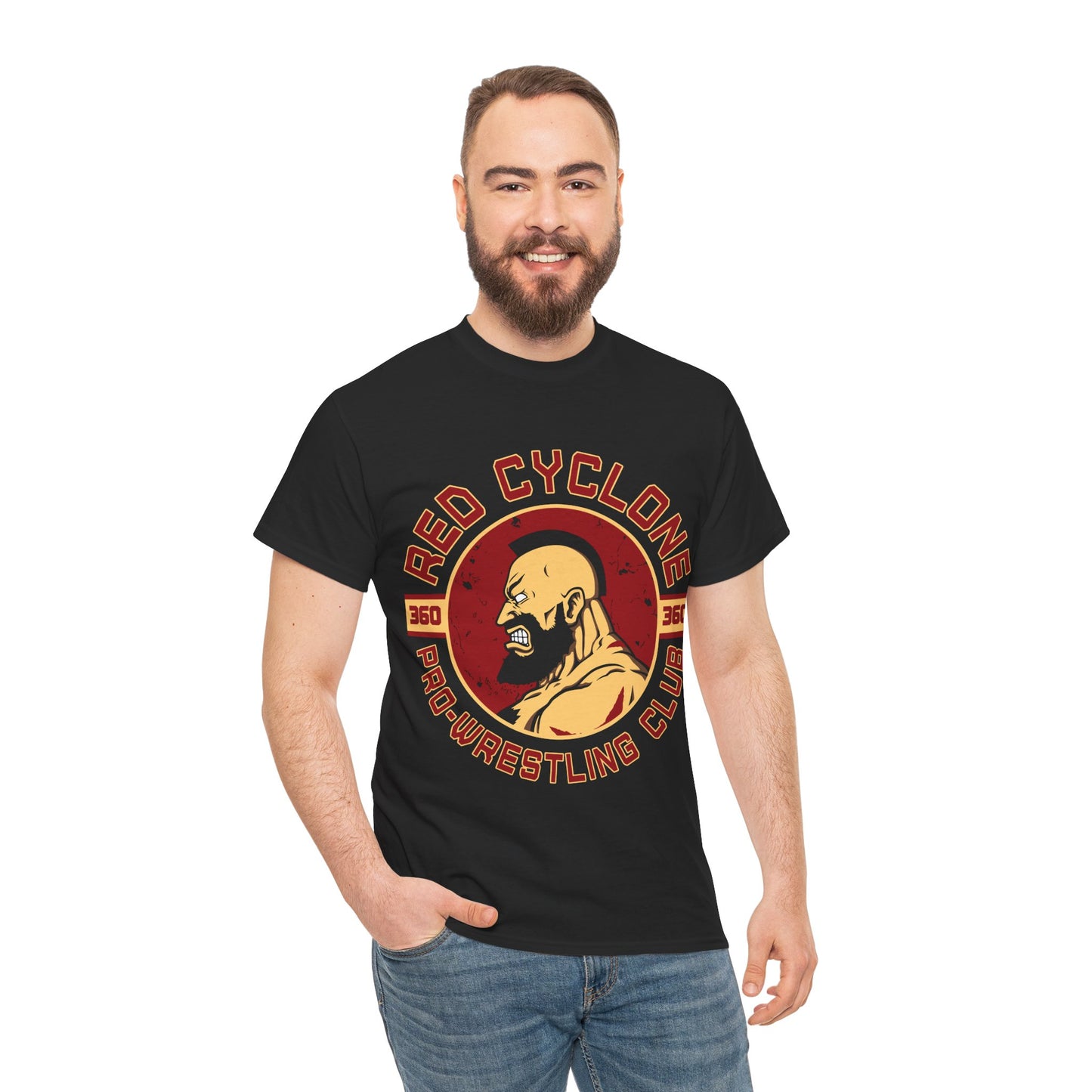 Red Cyclone Pro Wrestling Club Unisex Heavy Cotton Tee Black