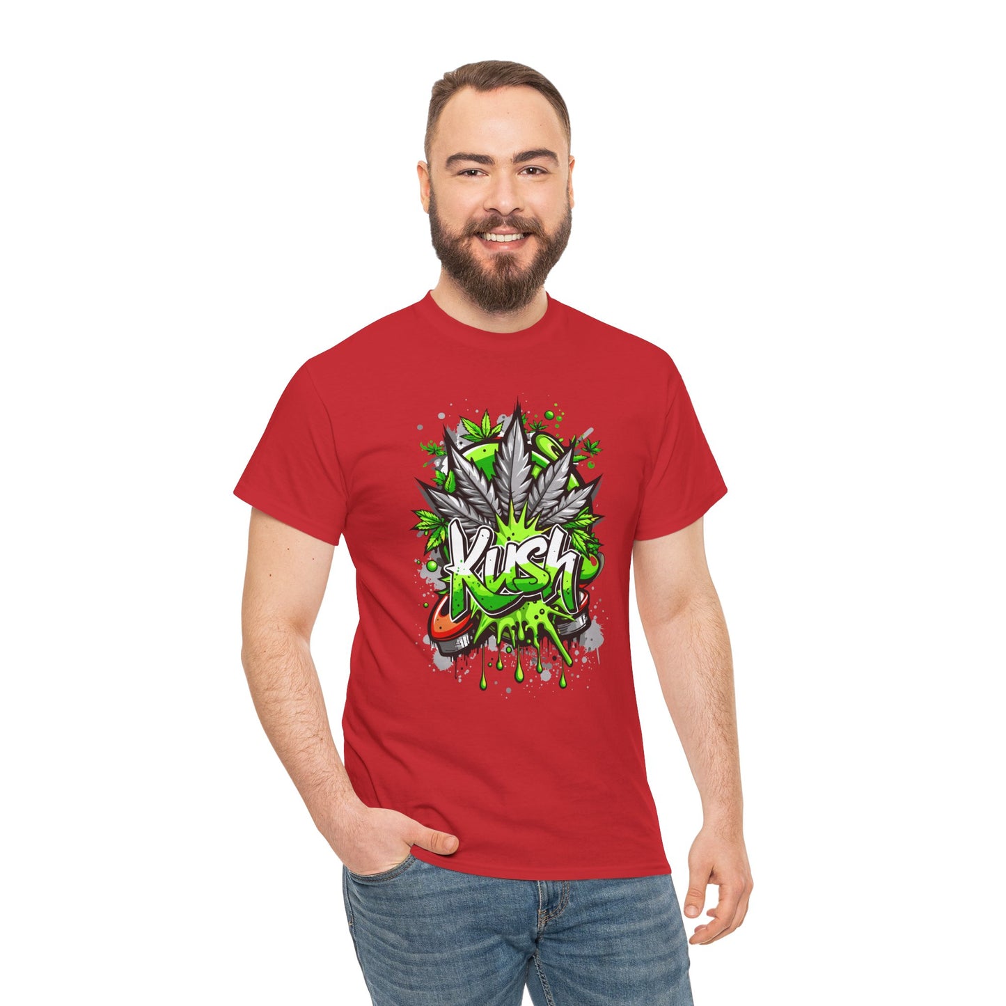 Kush Graffiti T-Shirt — Green Cannabis Leaf Street Art Tee