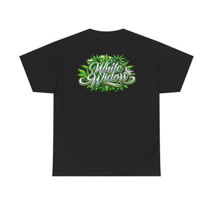 White Widow Graphic Tee — Cannabis Leaf Logo T-Shirt