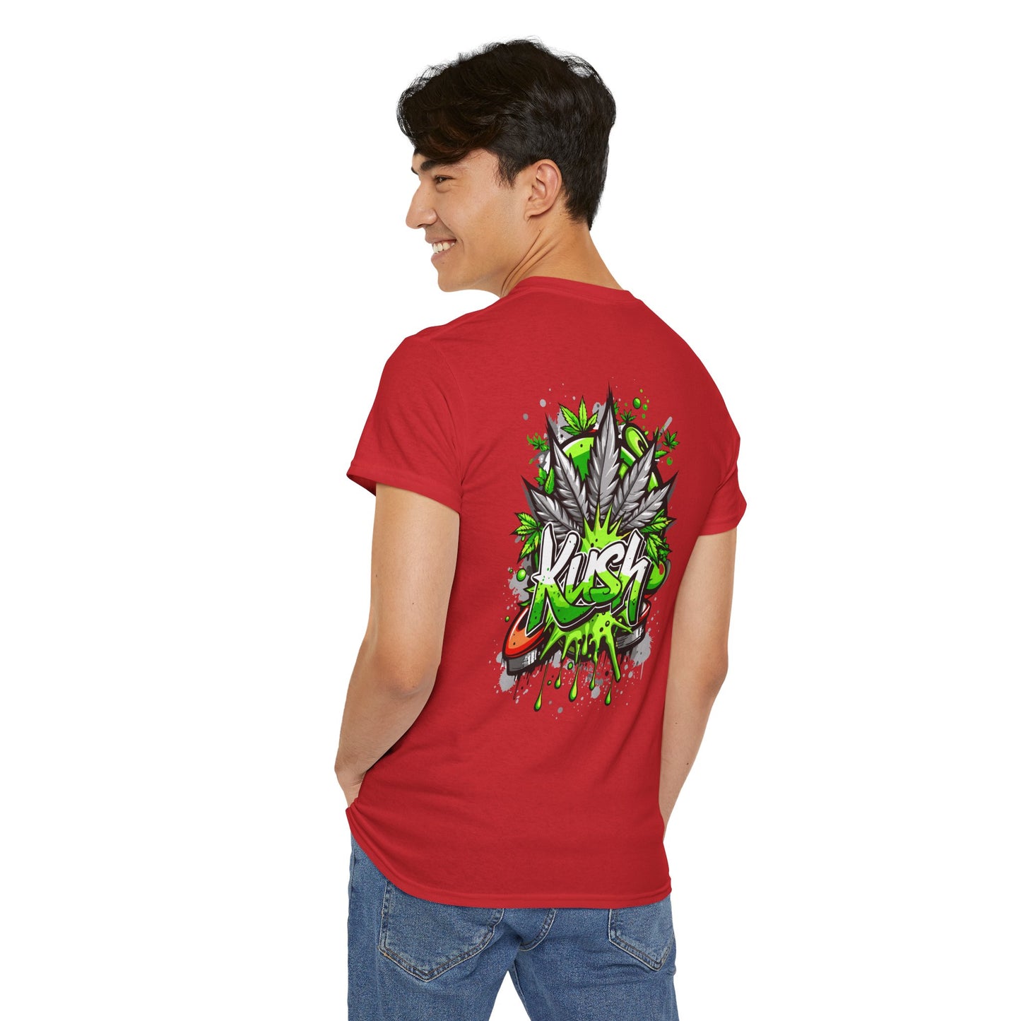 Kush Graffiti T-Shirt — Green Cannabis Leaf Street Art Tee