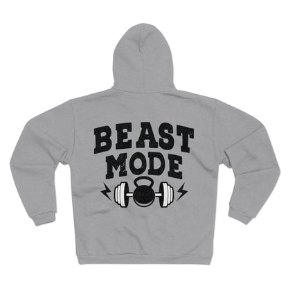 Beast Mode Unisex Hooded Zip Sweatshirt - Perfect for Fitness Enthusiasts