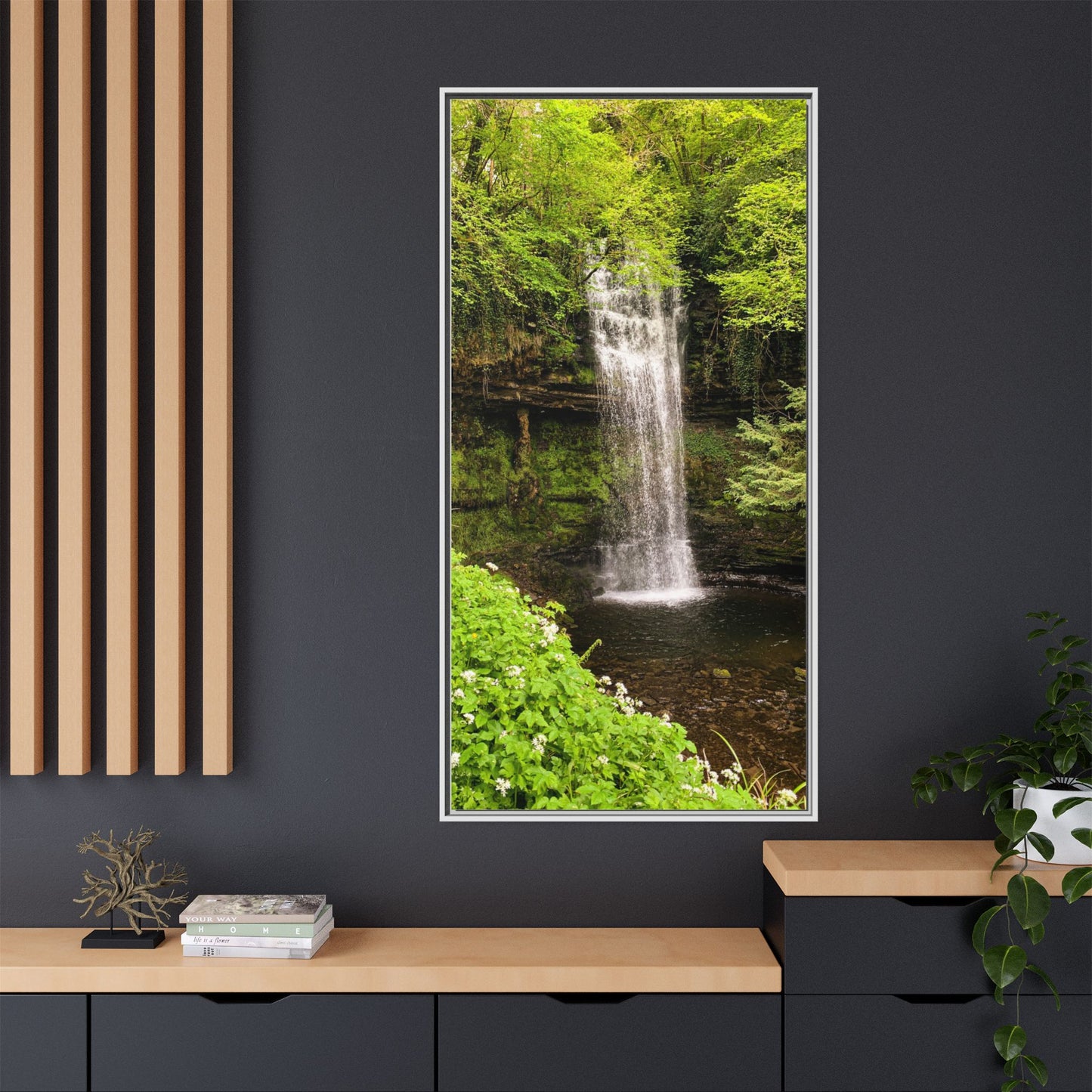Glacer Waterfall Matte Canvas, Framed (Multi-color)