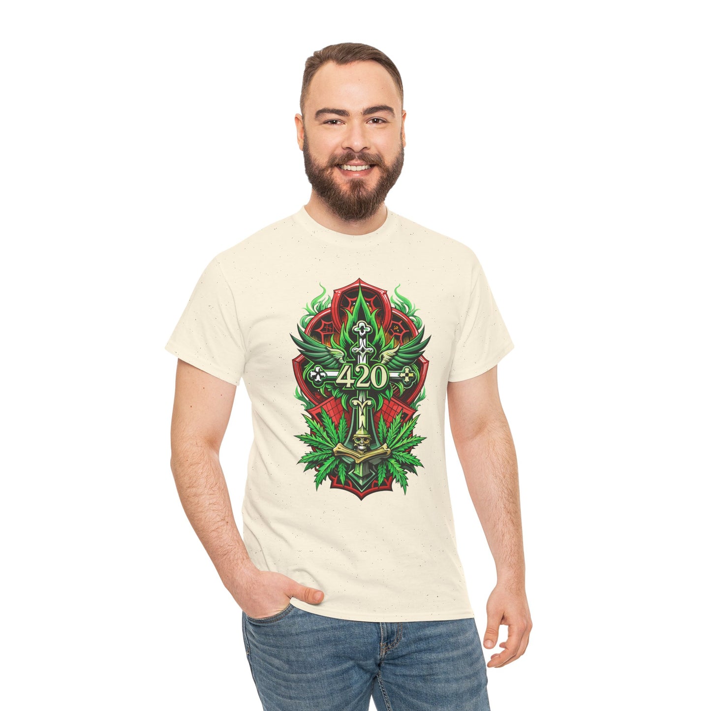 420 Cannabis Shield T-Shirt – Marijuana Leaf Stoner Graphic Tee