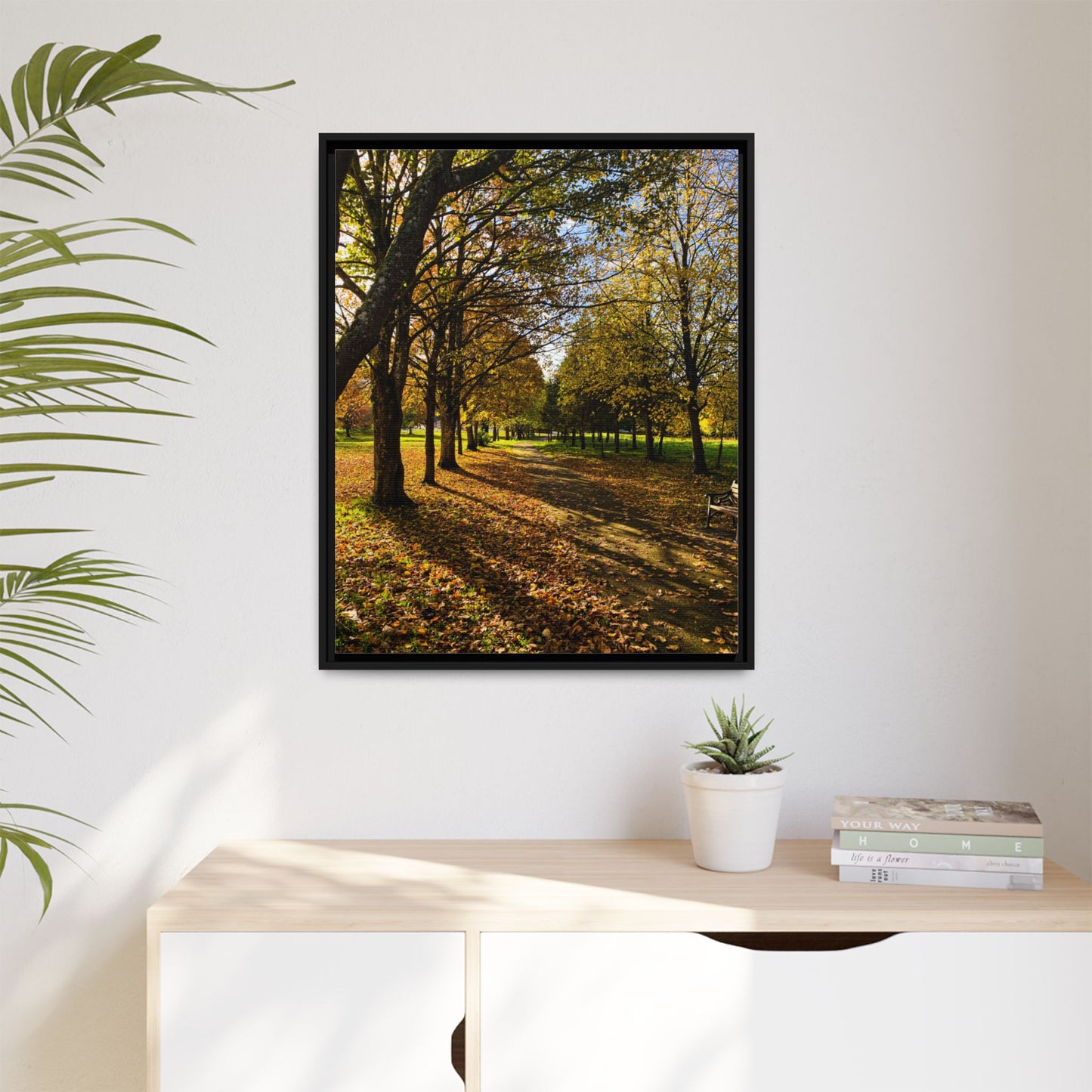 Listowel town Park Autumn Matte Canvas, Framed (Multi-color)