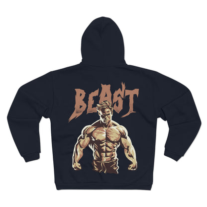 Motivational Beast Unisex Hooded Zip Sweatshirt - Fitness Apparel