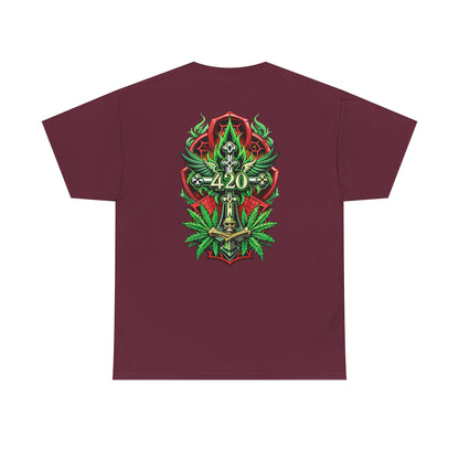 420 Cannabis Shield T-Shirt – Marijuana Leaf Stoner Graphic Tee