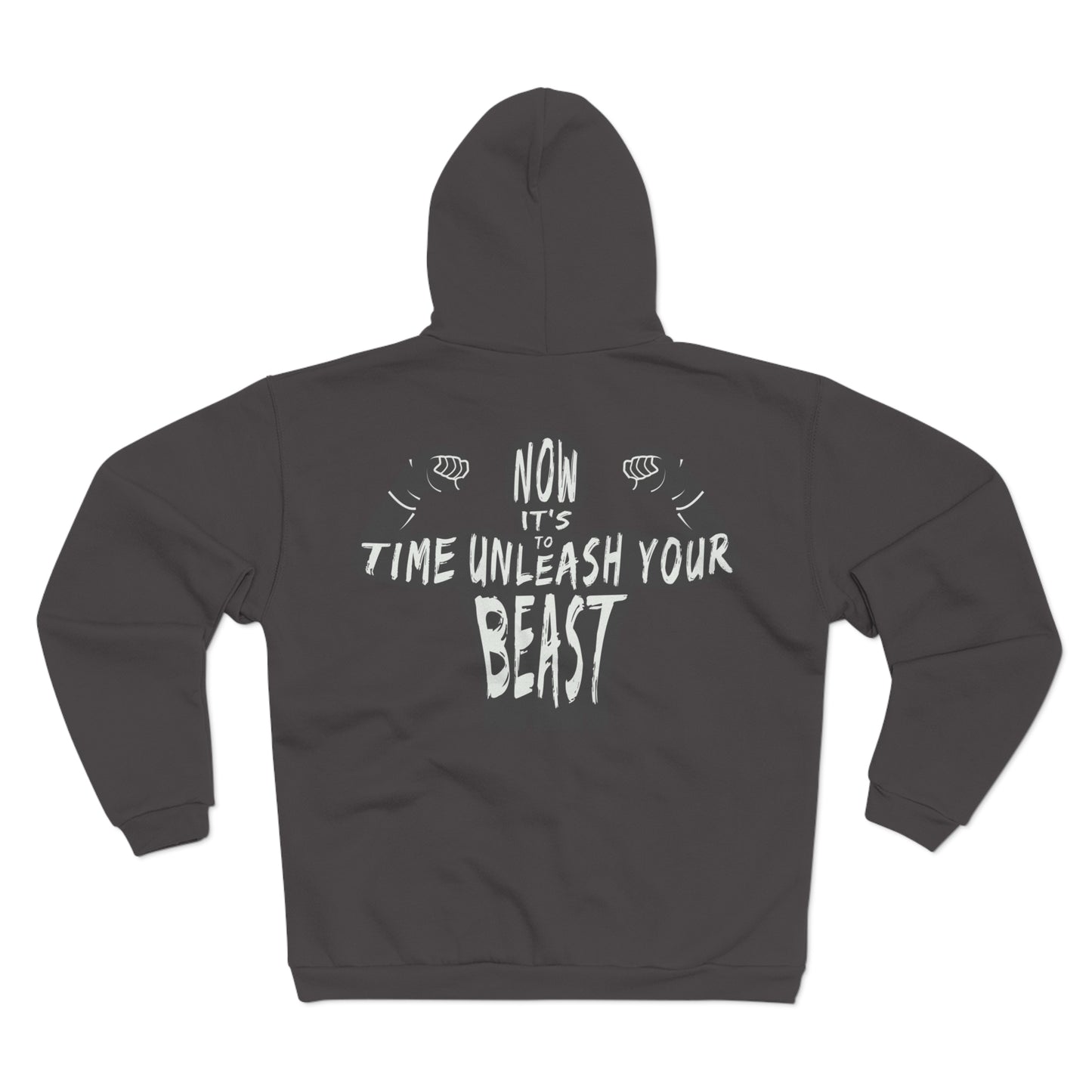 Unisex Hooded Zip Sweatshirt - "Unleash Your Beast" Motivational Hoodie