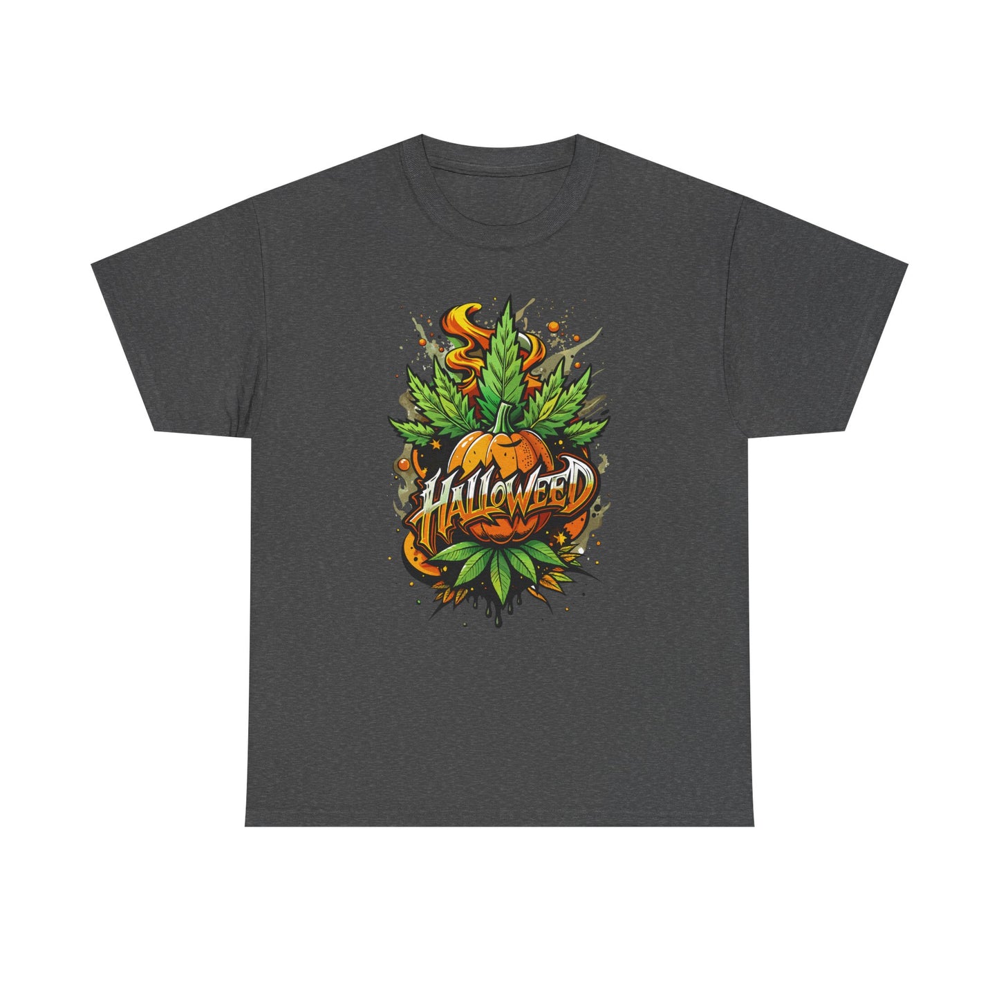 Hallowed Harvest Tee — Halloween Mask & Pumpkin Graphic T-Shirt
