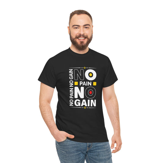 Motivational Fitness Tee - "No Pain No Gain" Unisex Heavy Cotton T-Shirt